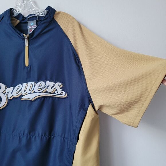 Milwaukee BREWERS Windbreaker Detachable Jacket Majestic Pullover 1/4 Zip XL - Picture 9 of 14